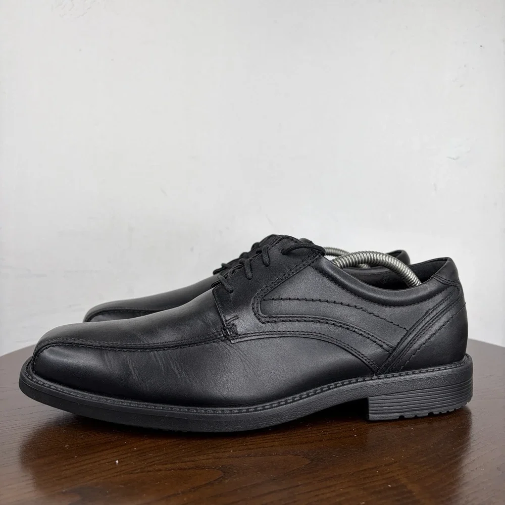 Rockport Shoes Men's 11W Wide Black Leather Oxford Derby Lace Up Casual